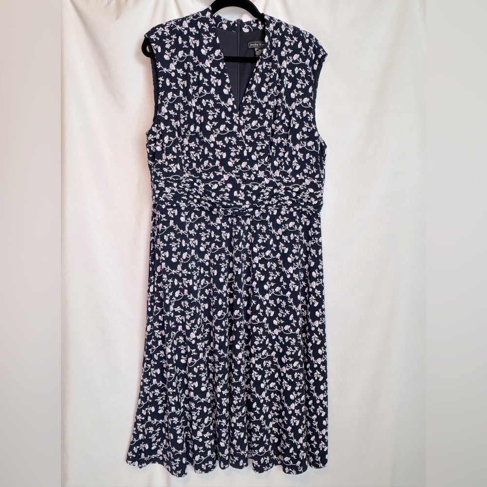 Jessica Howard Floral Fit & Flare Midi Dress - Blue - 18W